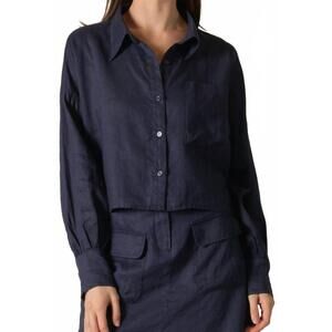 NEW BEFORE YOU COLLECTION leslie linen top in blue